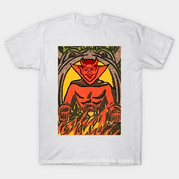 Devil on the throne and burning fire T-Shirt by Marccelus